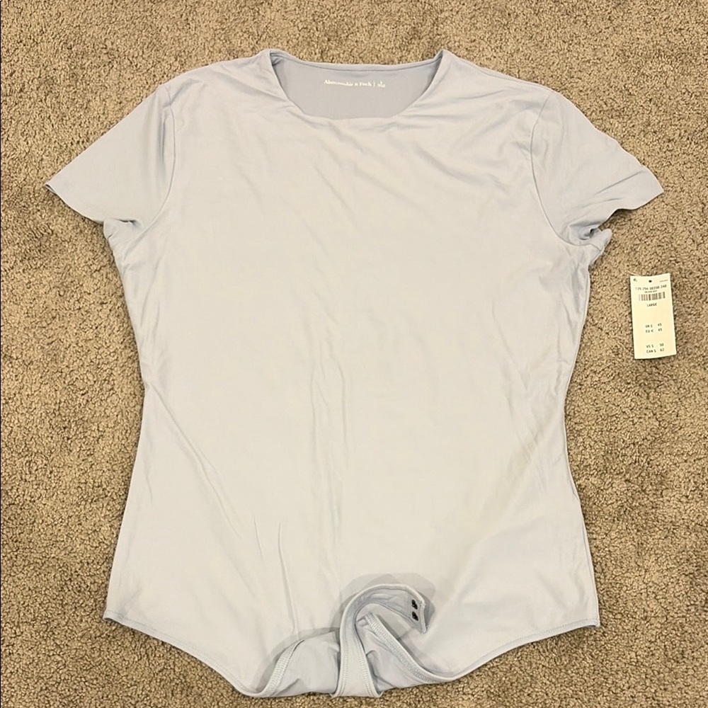 Abercrombie & Fitch Light Blue Short-Sleeve Bodysuit - Size L NWT